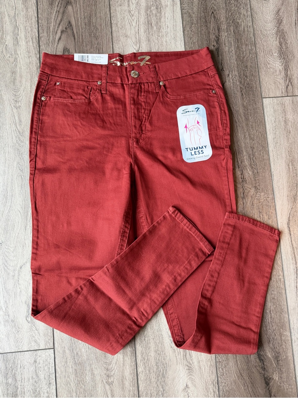 🆕 Seven7- Tummyless High Rise Skinny Rust Red Slimming Jeans (12)